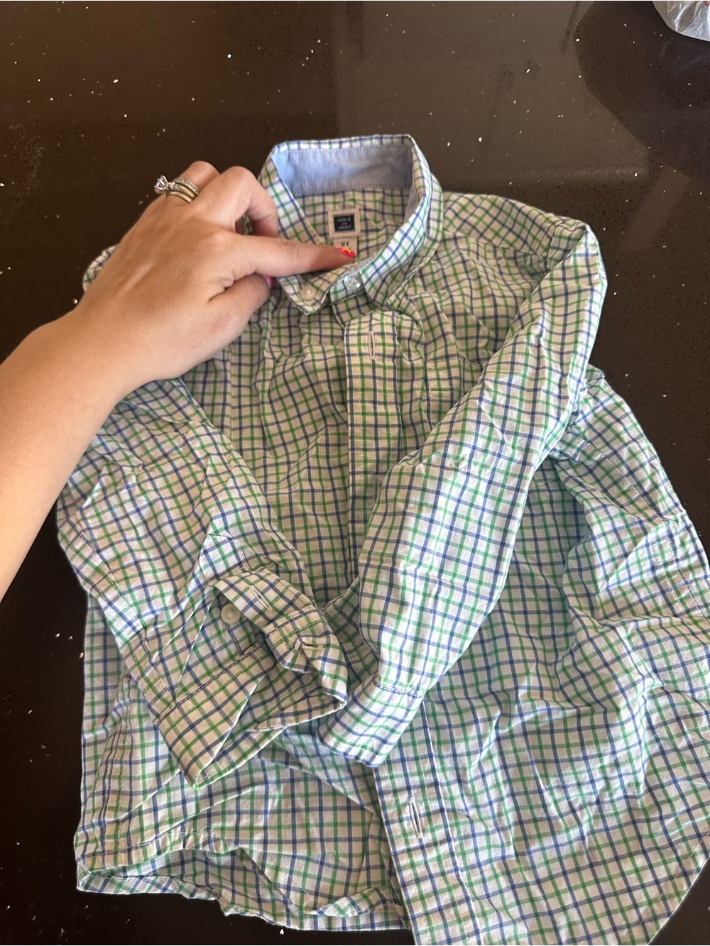 Janie and Jack Green and Blue Plaid Button-Down Shirt